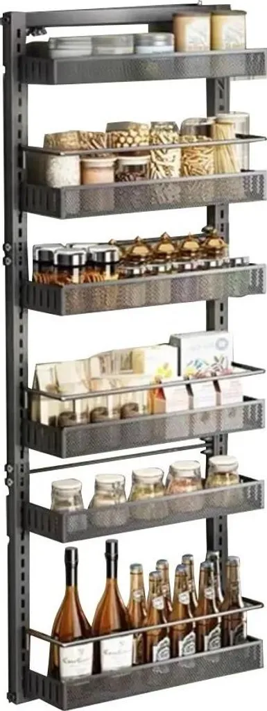 Sistema Organizzazione Dispensa 6 Ripiani - Acciaio Nero Heavy Duty