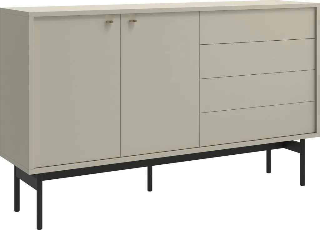 Buffet de Salon Moderne 154 cm Greige Selsey Olar Rangement Chic