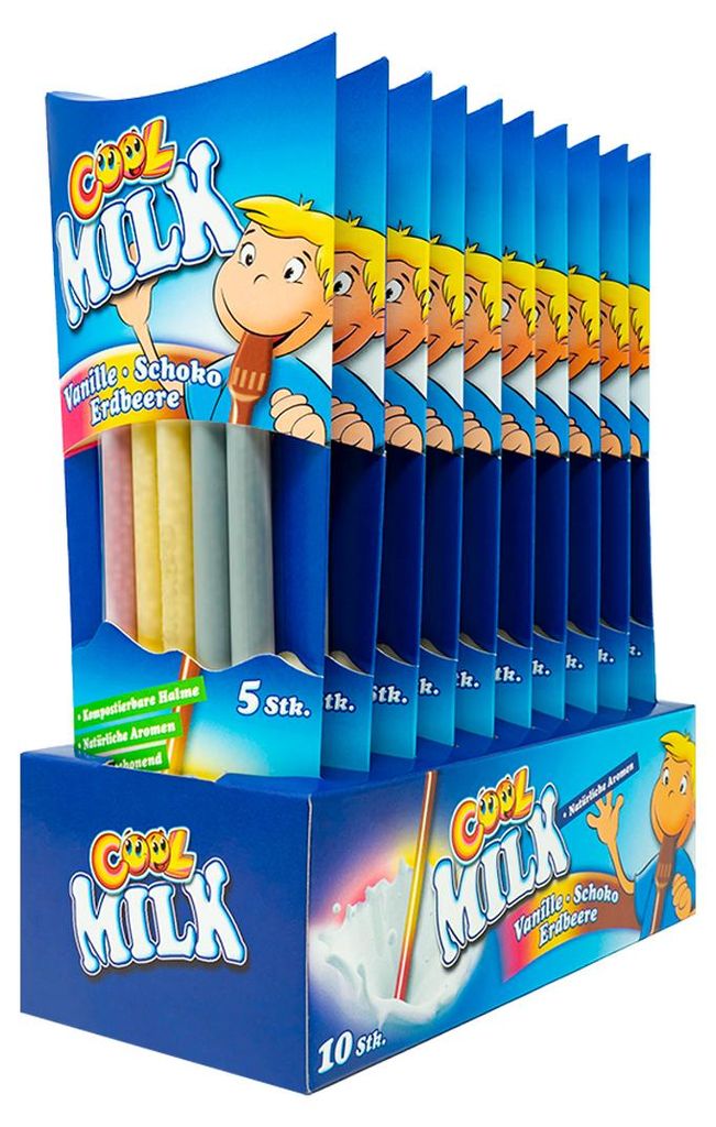 Cool Milk Trinkhalm Vanille Schoko Erdbeere 5er 30g 10er Produktbild 