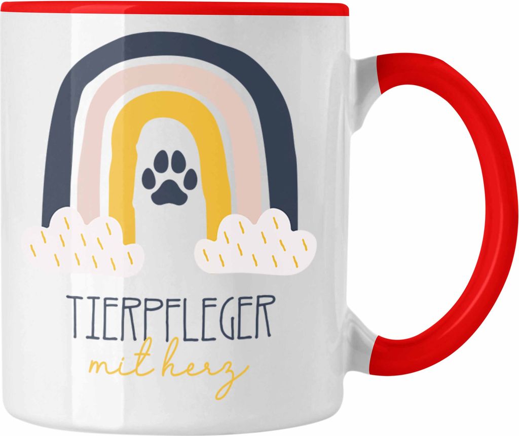 Trendation - Tierpfleger Tasse Geschenk Danke Kaffeetassse Geschenkidee für Tierpfleger Zoo mit Herz Spruch (Rot)