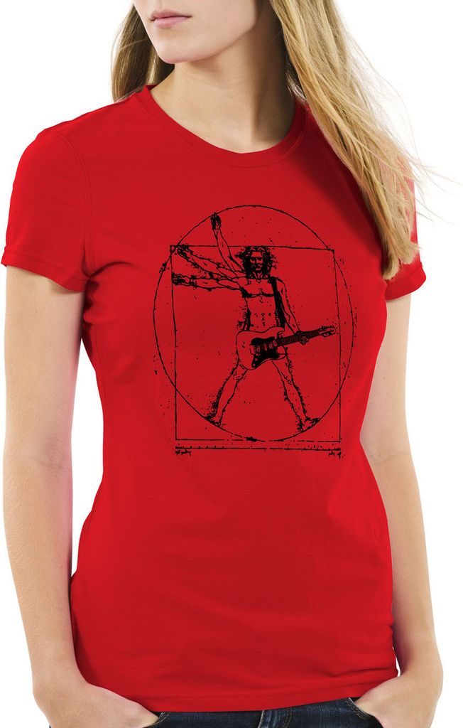 style3 Da Vinci Rock Damen T-Shirt musik festival, Farbe:Rot, Größe:L