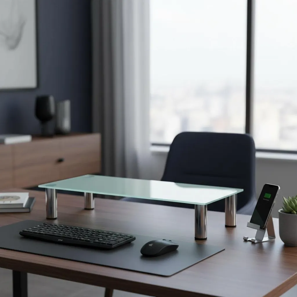 Supporto Monitor da Scrivania 80cm Bianco - Design Ergonomico