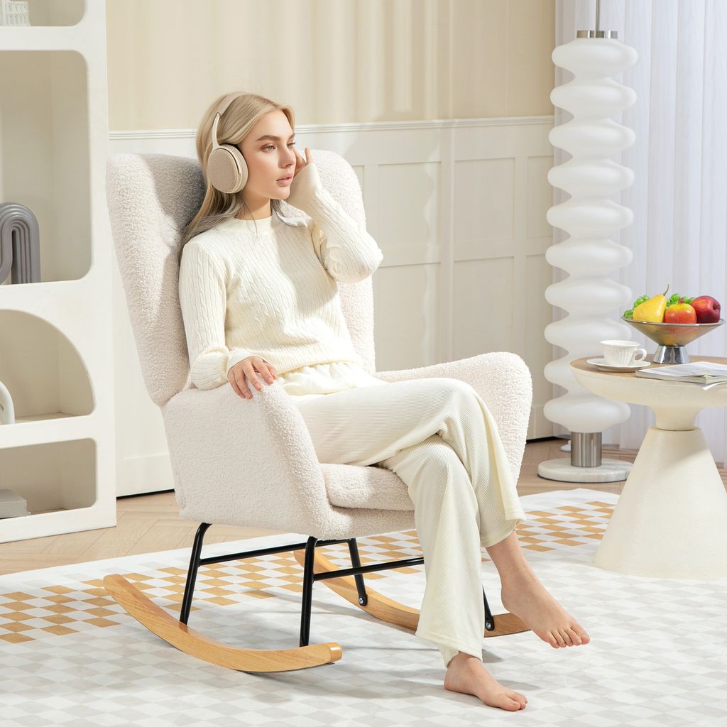 Fotel bujany HOMCOM, fotel bujany z podłokietnikami, Zdjęcie produktu 