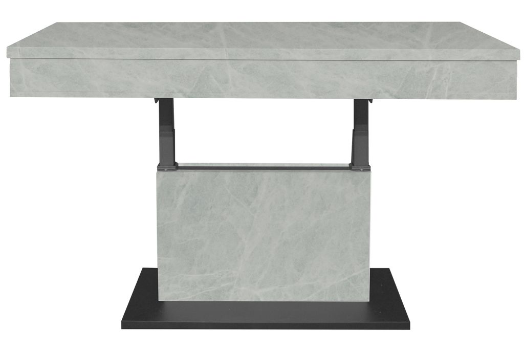 Couchtisch >Lift< höhenverstellbar, keramik optik weiß / schwarz - 110x58/77x60 (BxHxT)