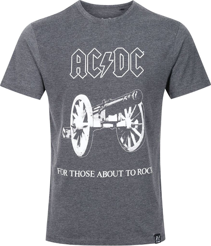 Recovered T-Shirt ACDC 'For Those About Rock' mit coolem Frontprint Charcoal XXL