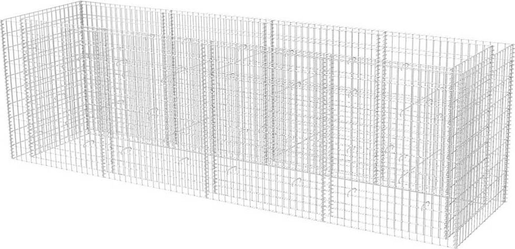 A wireframe rendering of a gabion raised garden bed.