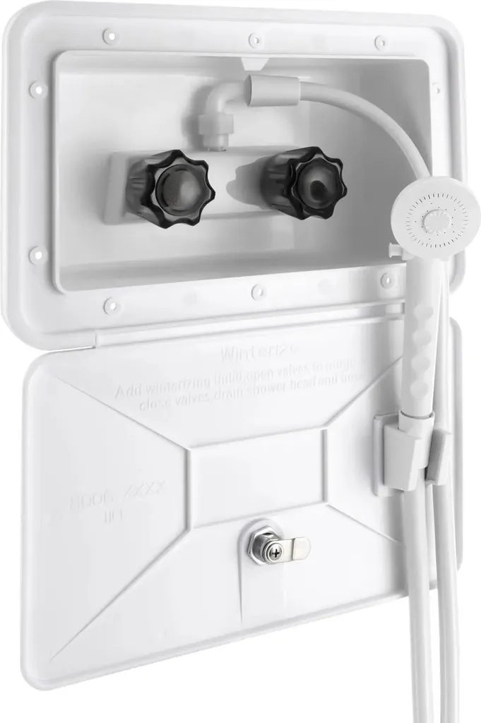Set Doccia Bianco Moderno con Miscelatore Acqua Calda e Fredda