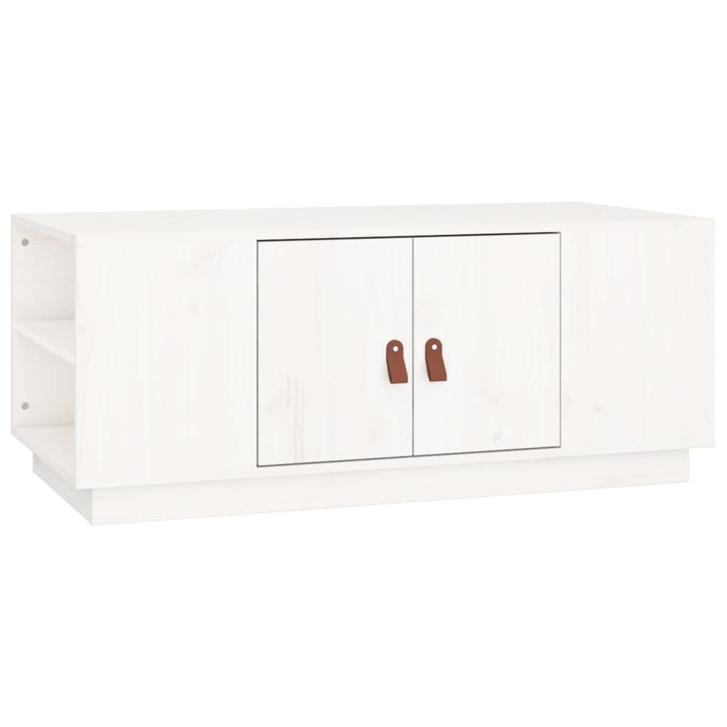 "SALE 2026"Couchtisch - Wohnzimmer Tisch modern - Weiß 100x50x41 cm Massivholz Kiefer - Kaffeetisch DE1425886