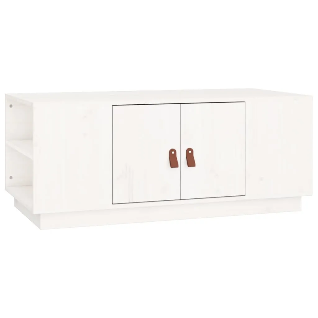 Tavolino Basso Bianco per Salotto 100x50 - Legno Massiccio Anti-Urti