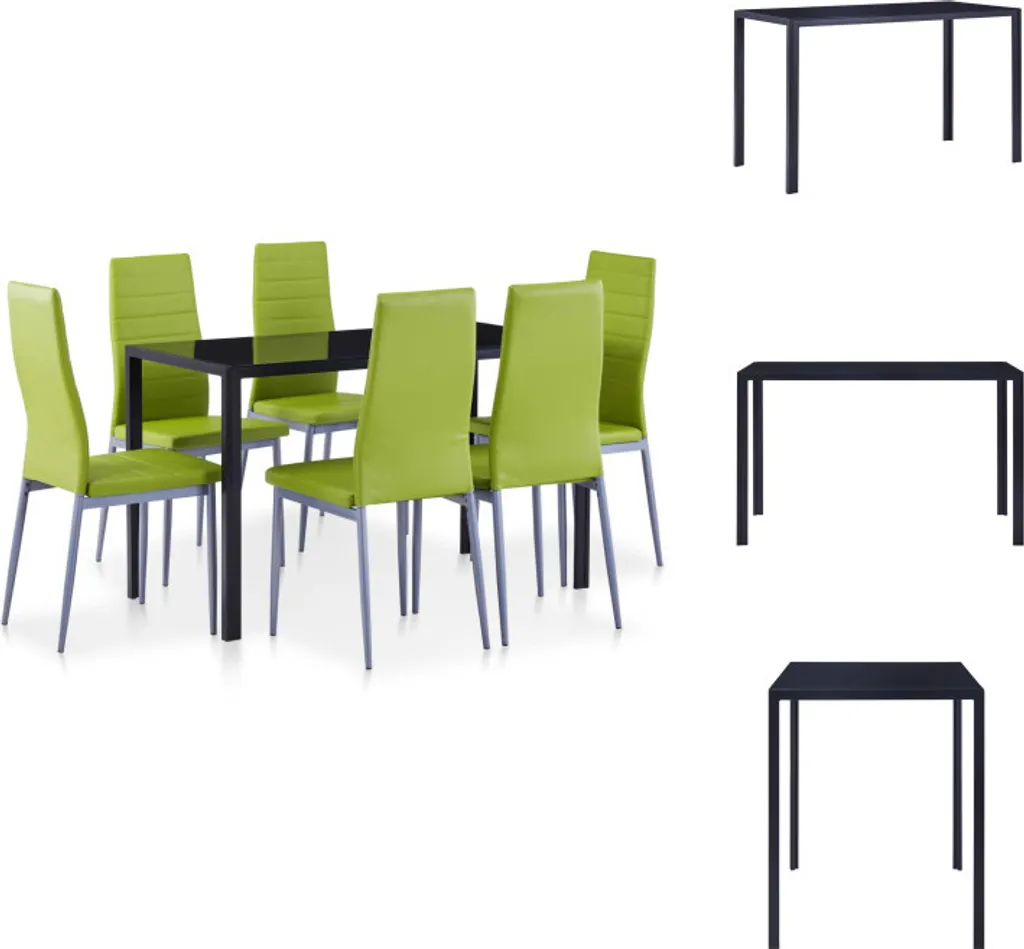 Ensemble de Salle à Manger 7 Pièces Vert avec Chaises Ergonomiques