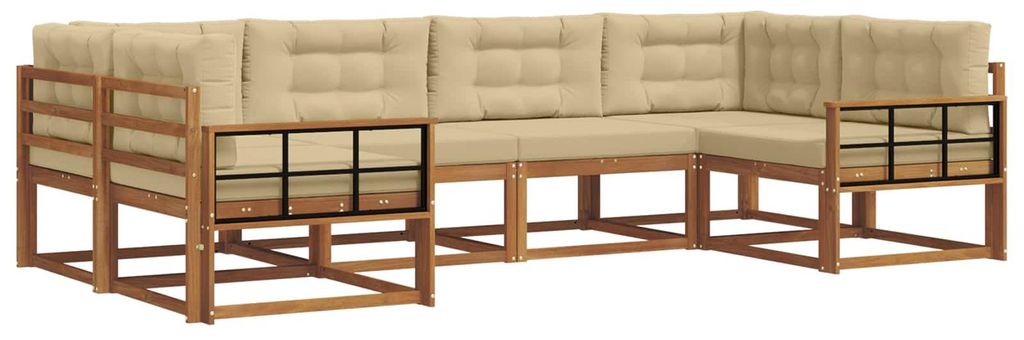 vidaXL Outdoor-Sofagarnitur mit Kissen 6 pcs Natur und Beige