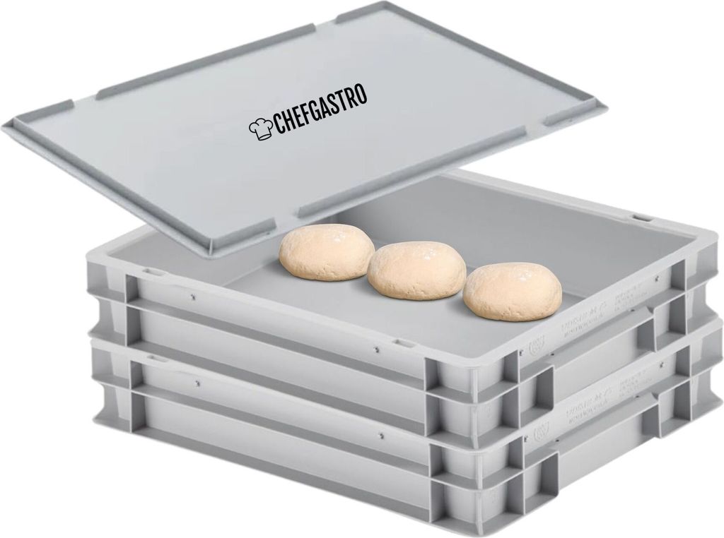 SuperSparSet 2x Pizzaballenbox mit 1x Deckel | HxBxT 8,5x30x40cm | 9 Liter | Teigwanne für Pizzateig, Stapelbare Pizzabox, Gärbox für Sauerteig ...