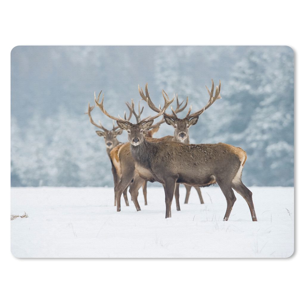 MuchoWow Mauspad Mousepad Hirsche - Tiere - Schnee - Winter - Landschaft - Natur 23x19 cm - Mousepads - Maus Mat - Pad - Mausunterlage - Schreibt...