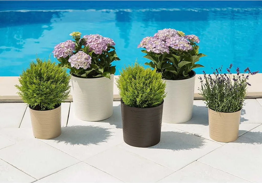 Cache-pot design rond Malwa noir 19 cm avec bac de plantation interne - 3