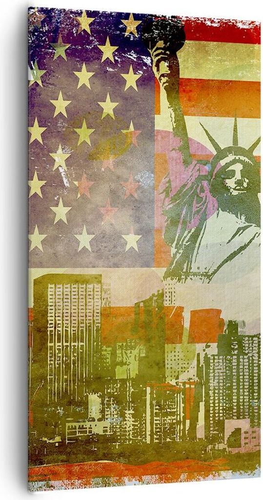 Bild auf Leinwand - Leinwandbild - Symbol USA Freiheit - 65x120cm - Wand Bild - Wanddeko - Leinwanddruck - Bilder - Kunstdruck - Wanddekoration - L...
