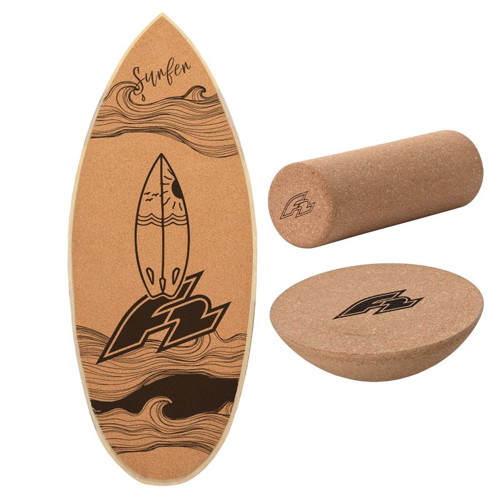 F2 Kork Balance Board Surf 84x31cm mit Korkrolle + Kork Produktbild 