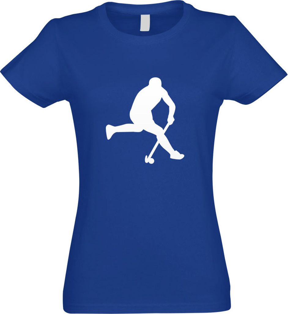 Kiwistar - T-Shirt tailliert - Damen - royal - Hockey Ball Sportler Figur - mit Motiv Bedruckt - Funshirt Design - Sport - Freizeit - Damen - XXL