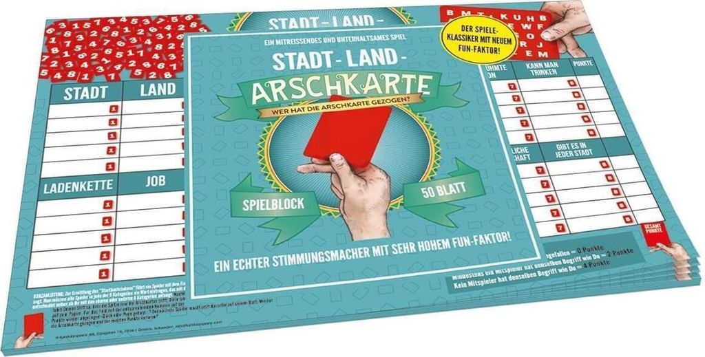 Stadt-Land-Arschkarte Original – Lustiges Partyspiel ab 12