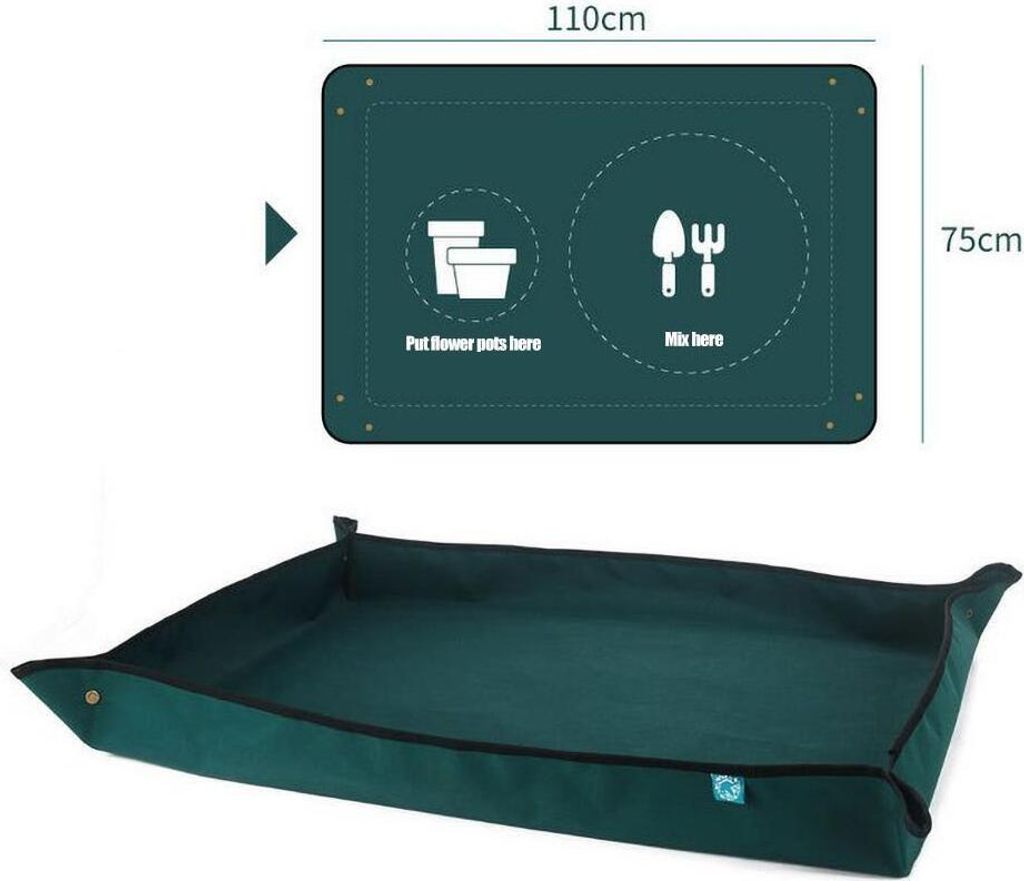 Wasserdichte Umtopfmatte Für Pflanzen – 50x50 Cm, Faltbar, Mit Anti-Verschütten-Kanten, Grün