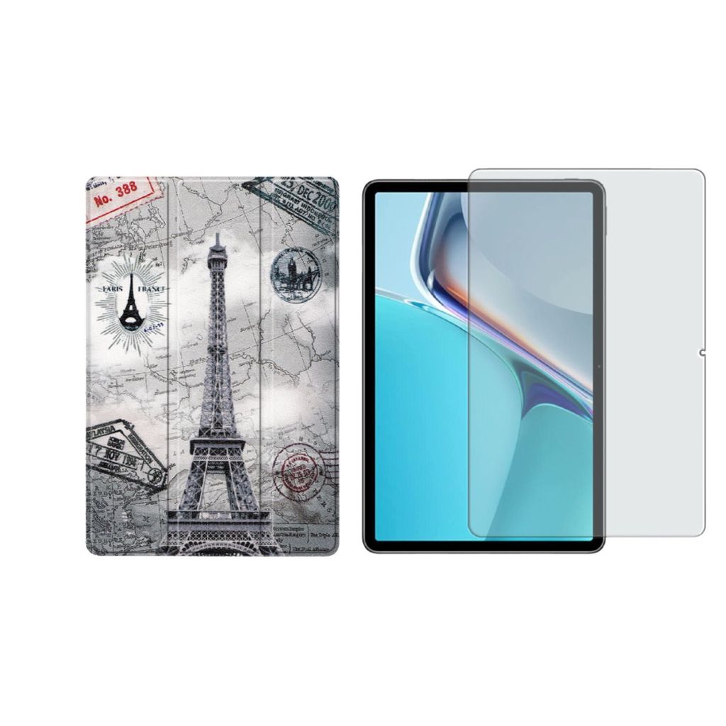 2in1 Tablet Set für Huawei MatePad 11 2021 11 Zoll mit Magnet Cover Auto Sleep/Wake Ruhemodus + Schutzfolie Hülle Smart Case Hartglas