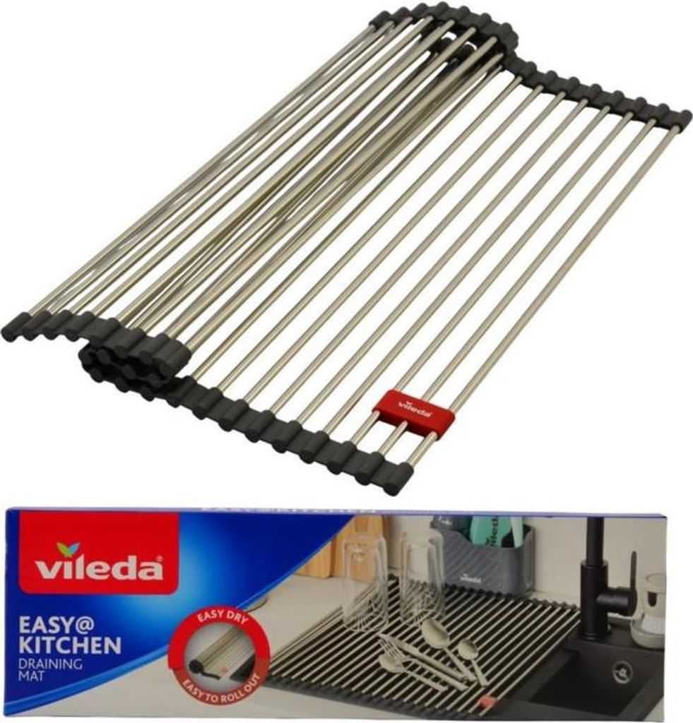Vileda Égouttoir Évier 45x40cm en inox & TPE - 24 barres, Image du produit 