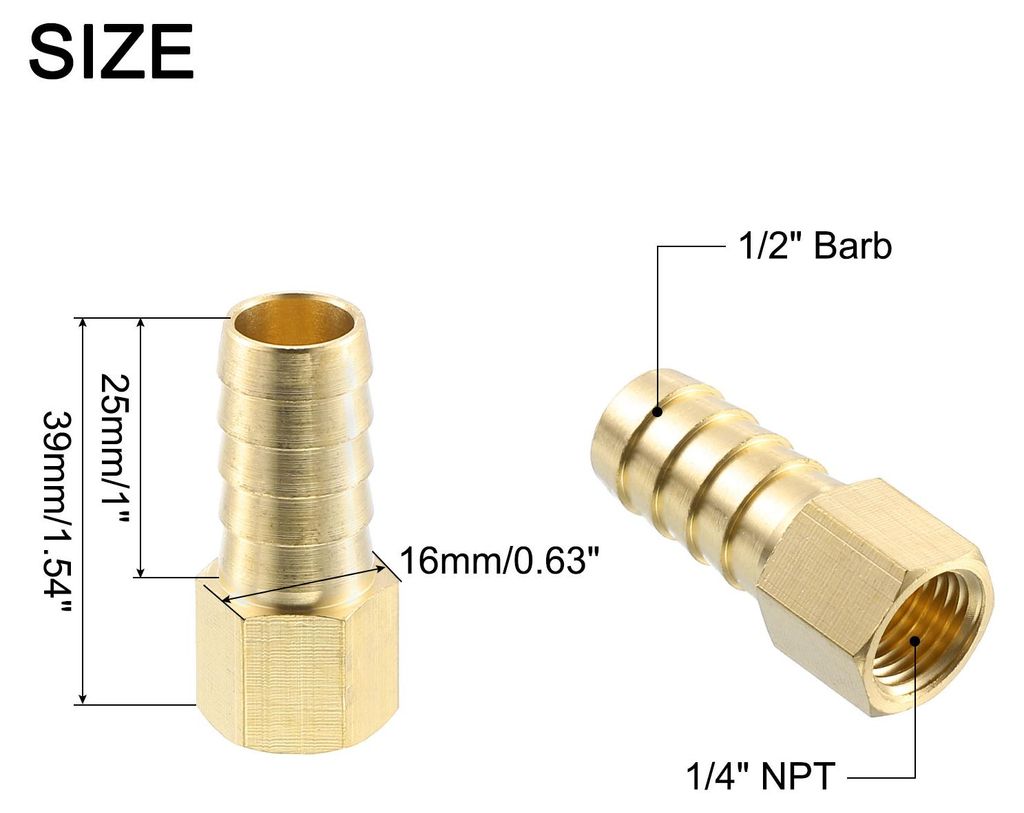2 Stš¹ck Messing Schlauchstutzen, 1/2" Bard x 1/4" NPT Weiblich Messing Schlauchstutzen Rohrfitting Adapter zum Verbinden von Rohren Mechanische ...