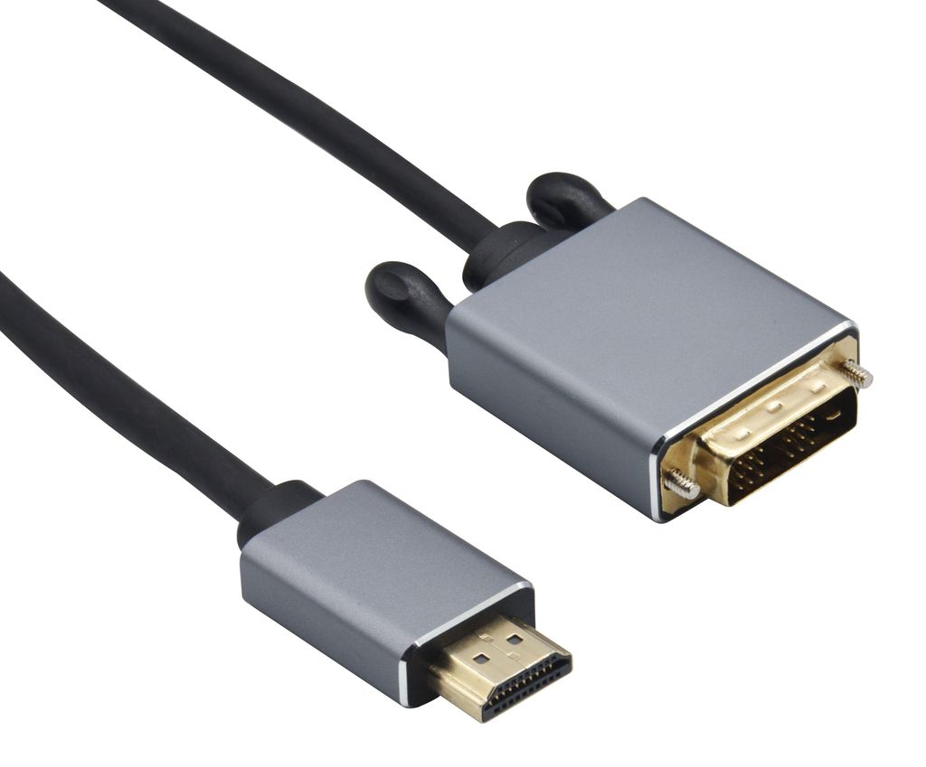 helos Anschlusskabel, HDMI Stecker/DVI Stecker, PREMIUM 4K, 2,0m, schwarz