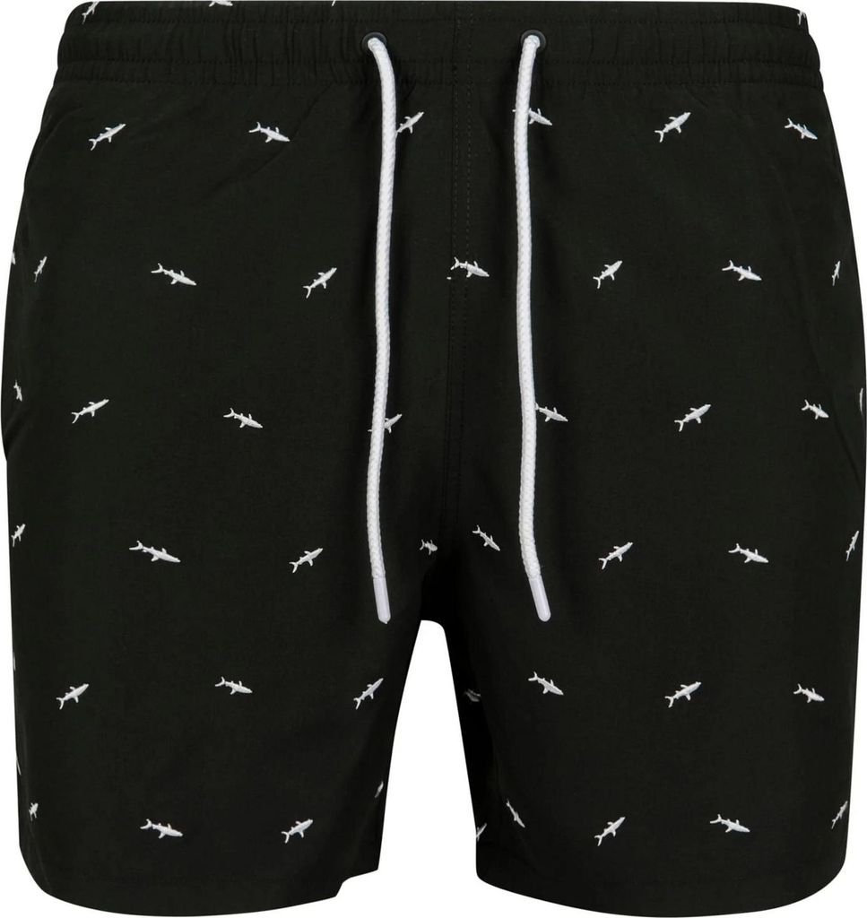 Urban Classics - Badeshorts für Herren TN1657 (S) (Schwarz/Weiß)