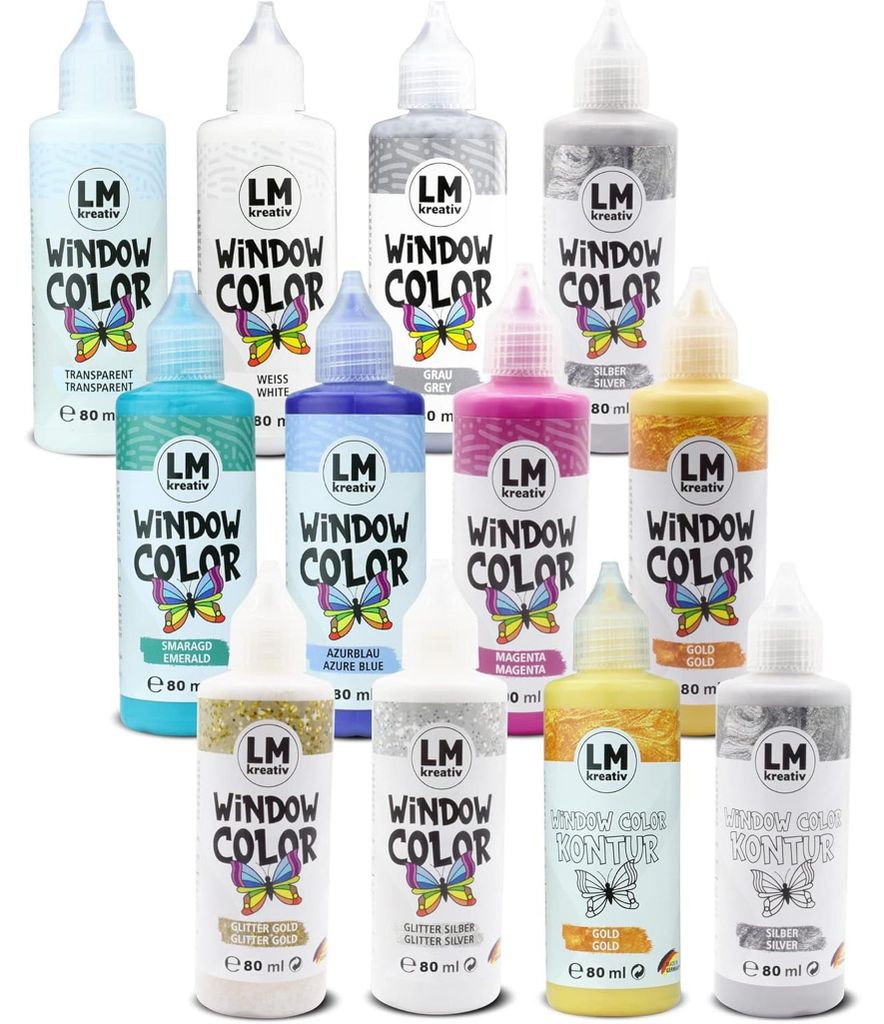 LM-Kreativ Window Color Set (12 x 80 ml Magic Moments inkl. Produktbild 