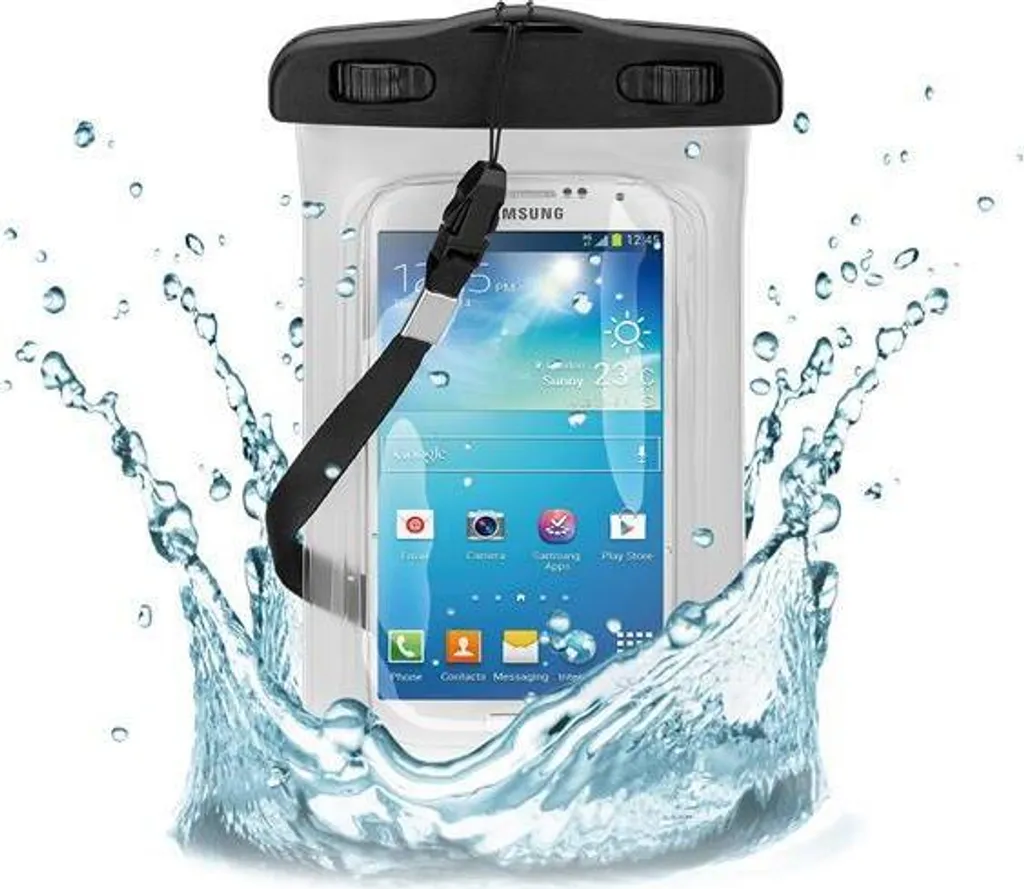 Goobay 64554 Beachbag per smartphone fino a 5'', nero-trasparente - borsa per esterni impermeabile e resistente alla sabbia