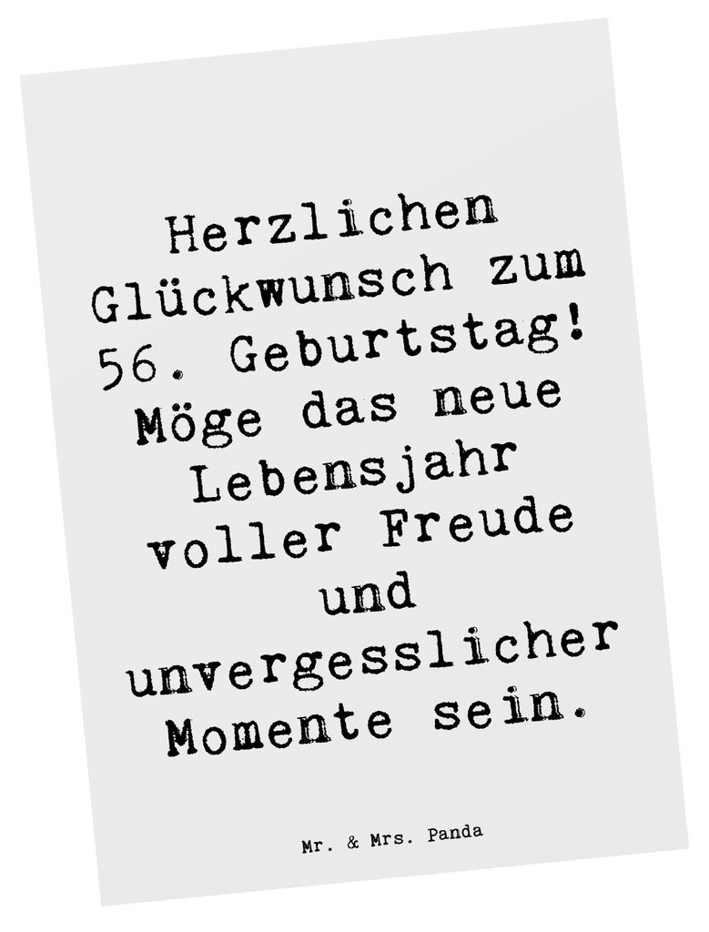 Mr. & Mrs. Panda Postkarte Spruch 56. Geburtstag Freude - Weiß - Geschenk, Herzlichkeit, Ansichtskarte, Fotokarte, Postkarten, Geburtstagsgeschenk...