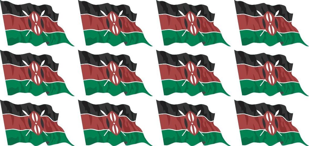 Mini Aufkleber Set - Pack wehend - 50x31mm - selbstklebender Sticker - Kenia Flagge / Banner / Standarte fürs Auto, Büro, zu Hause und die Schule...