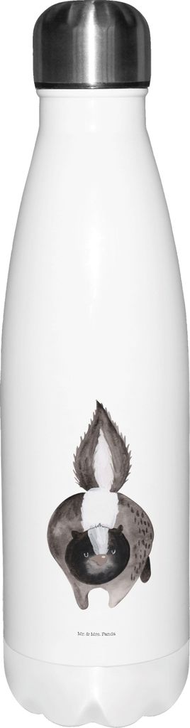 Mr. & Mrs. Panda Thermosflasche Stinktier Angriff - Weiß - Geschenk, Wildtier, trinkflaschen, Edelstahlflasche, Trinkflasche, wütend, Stinker, Is...