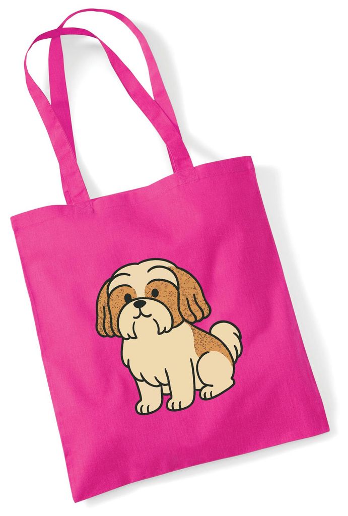 Huuraa Jutebeutel Shih Tzu Comic Shishi 10 Liter Fuchsia Baumwolle Tasche Geschenkidee