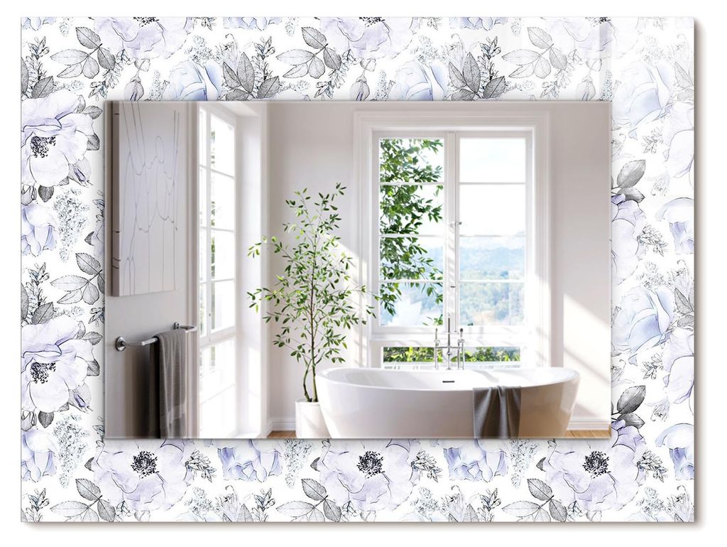 Blumen und Blätter – Rechteckiger Spiegel mit Druck 80x60 cm – Modern - Dekorativ für die Wand