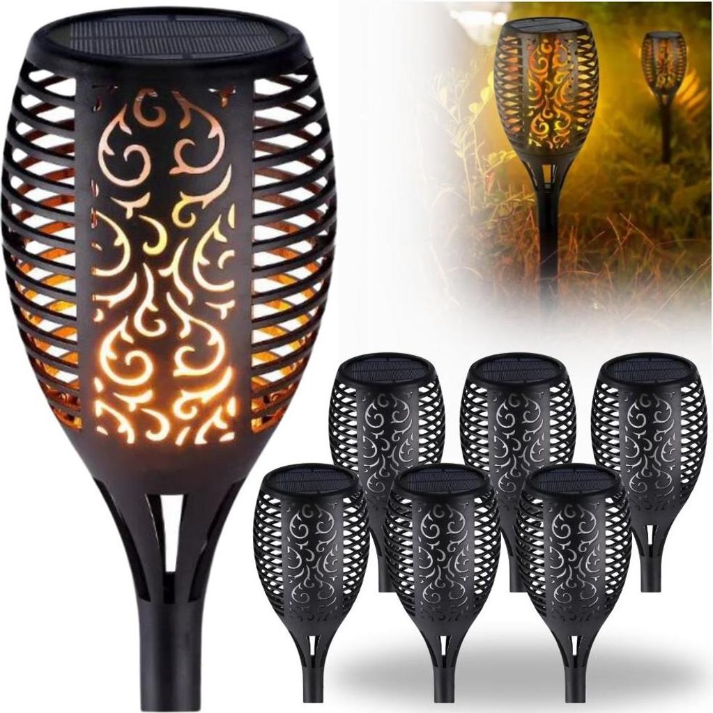 Lampe solaire de jardin Torche Feu Effet de flamme martelé Image du produit 