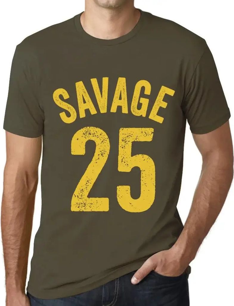 Herren Grafik T-Shirt Savage 25 Geschenk 25. Geburtstag Jahrestag 25 Jahre Jubiläum 25 Jährige Mann Jahrgang 1999 Kurzarm Lustige Druck