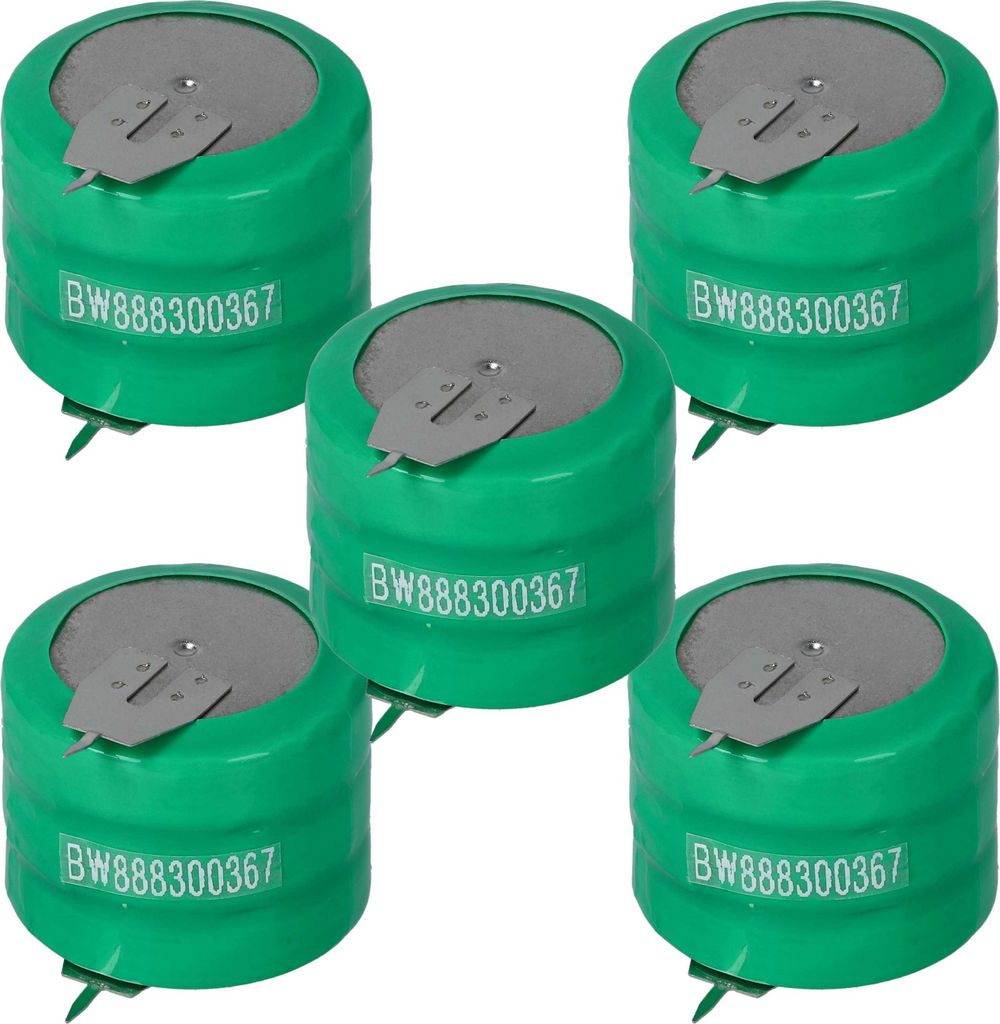 vhbw 5x NiMH Ersatz Knopfzellen-Akku (250 mAh, 3,6 V, NiMH)