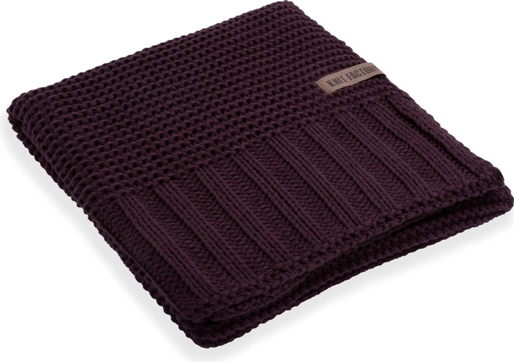 Knit Factory Vinz Plaid - Aubergine - 160x130 cm Produktbild 