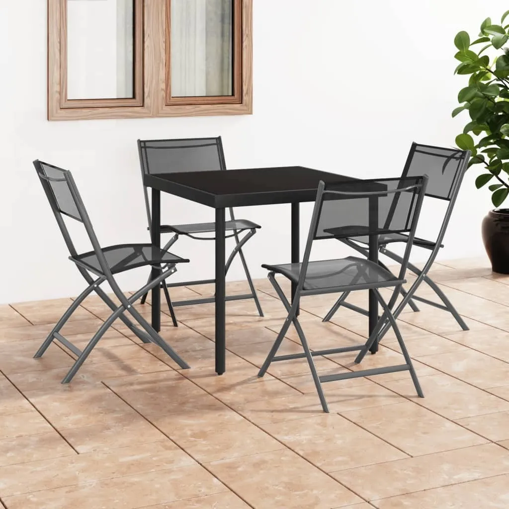 Set 4 Sedie Outdoor Pieghevoli Design Industriale Acciaio e Textilene