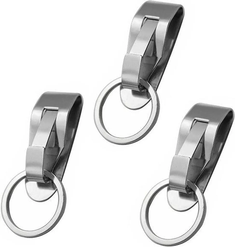 Porte-clés en acier inoxydable avec clip et chaîne argentée de 50cm