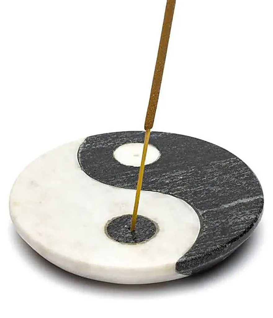 Brûle-encens Yin Yang en Stéatite 10 cm - Lot de 2 Supports Naturels