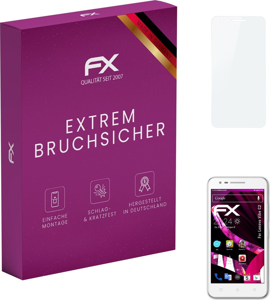 atFoliX FX-Hybrid-Glass Displayfolie kompatibel mit Lenovo Vibe C2 Glasfolie