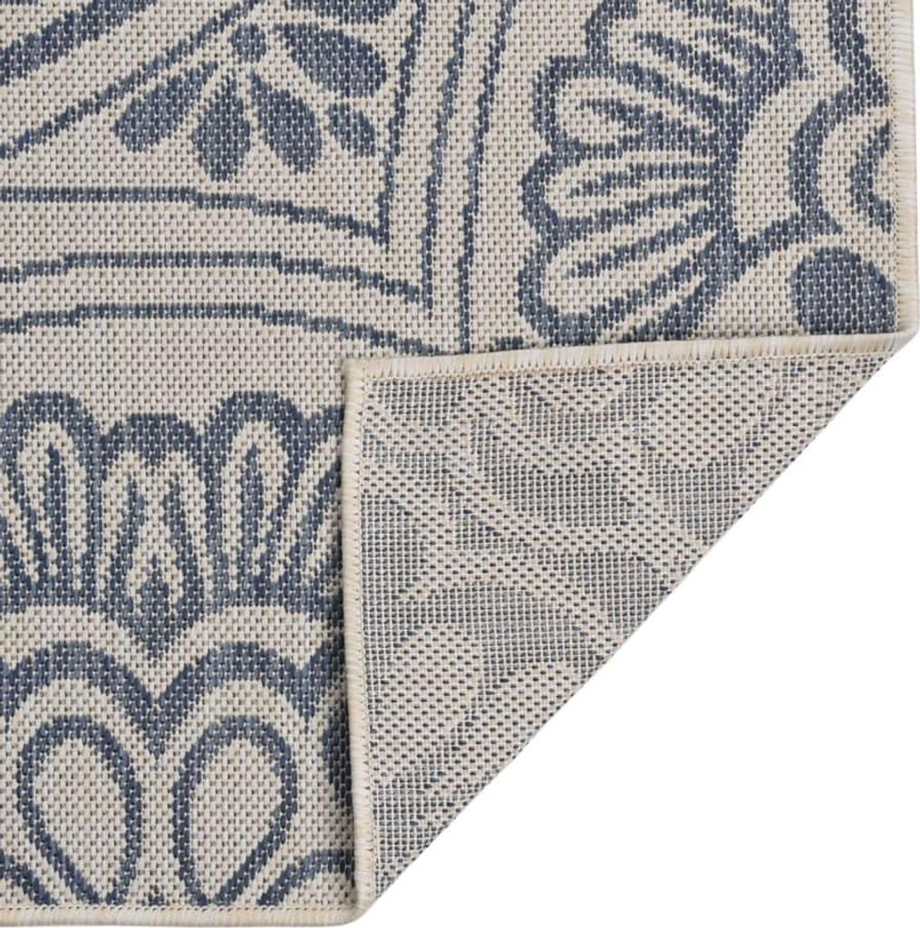 vidaXL Outdoor-Teppich Flachgewebe 80x250 cm Blaues Muster