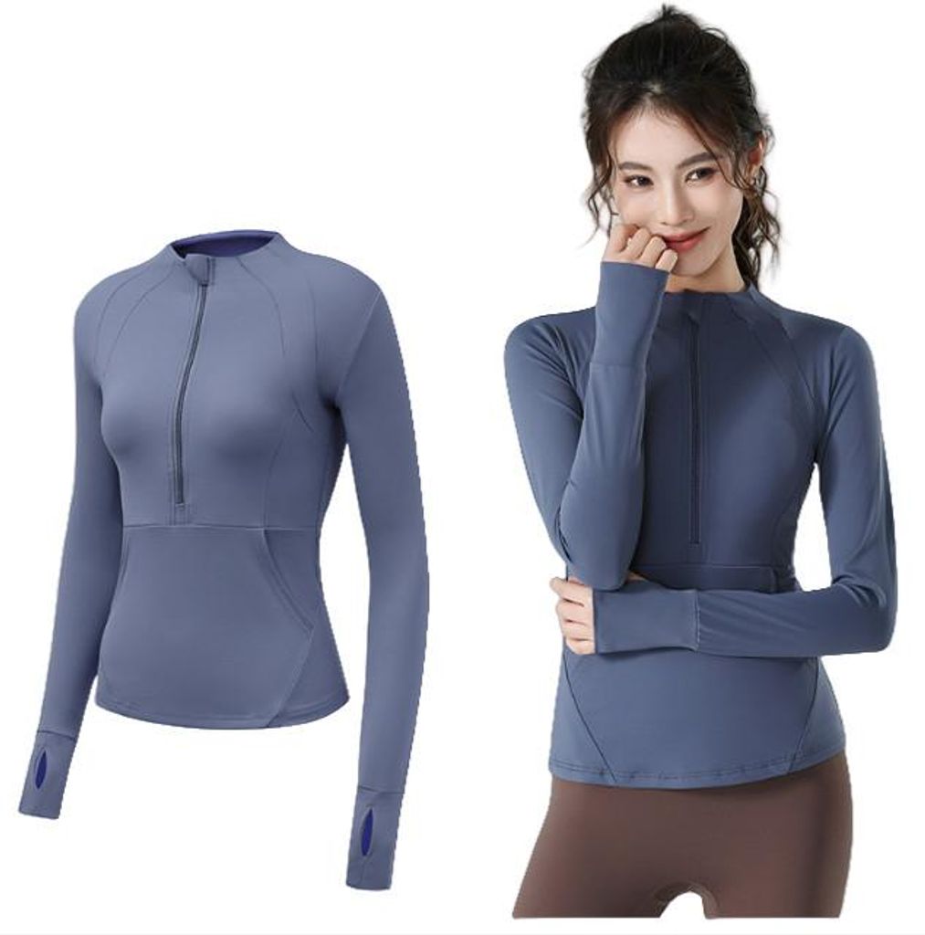 INF Nahtloses Yoga-Top zum Laufen, Pilates & Yoga - Blau