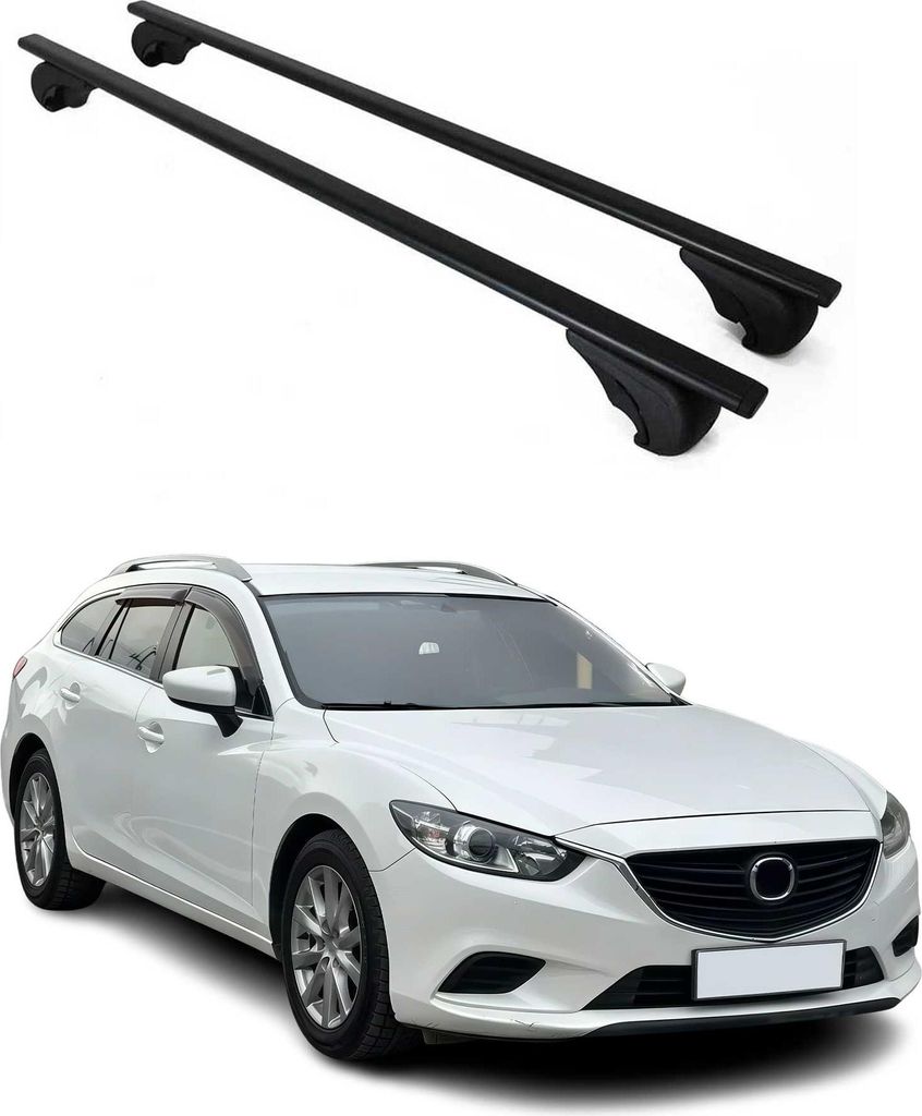 Dachträger Grundtäger für Mazda 6 Kombi 2012-2017 75kg Metall Schwarz 2 tlg
