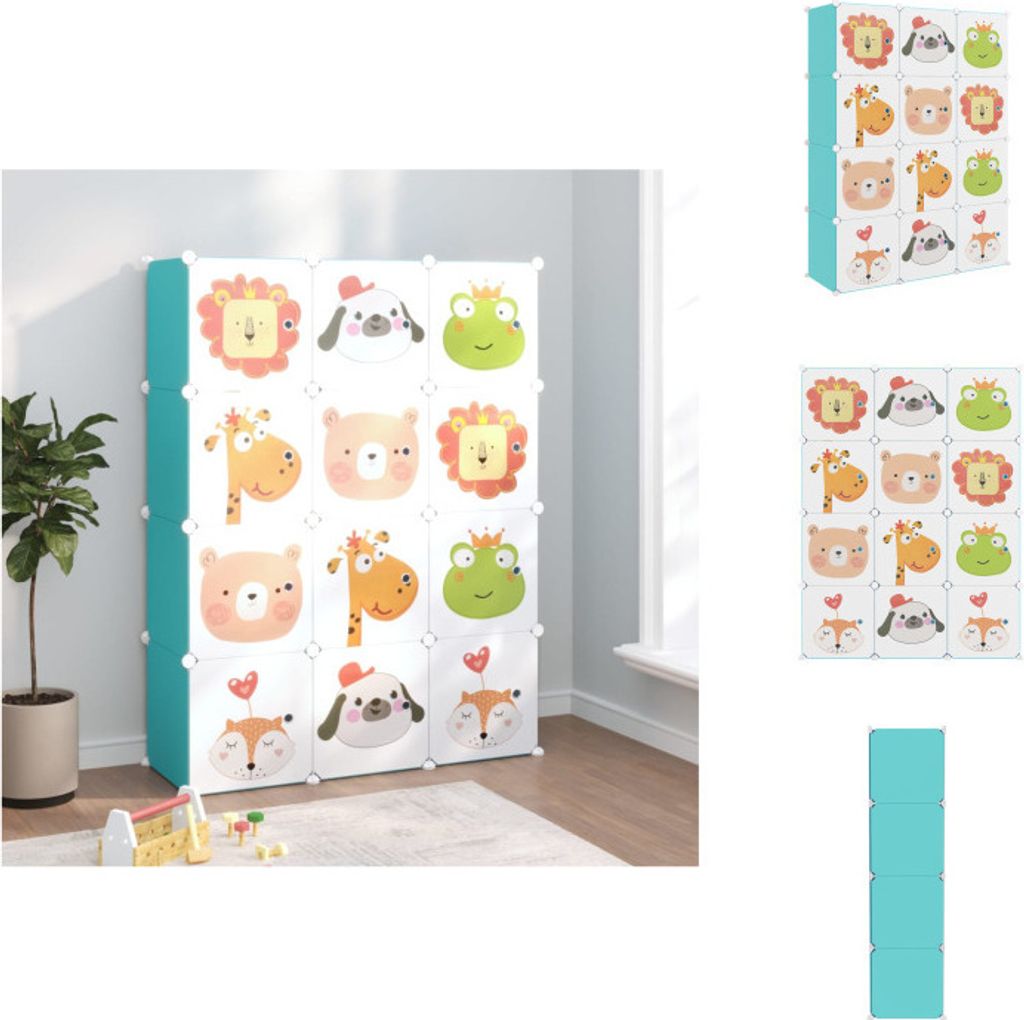 vidaXL Kinderschrank Modular mit 12 Würfeln Grün PP - Schuhregale & -schränke