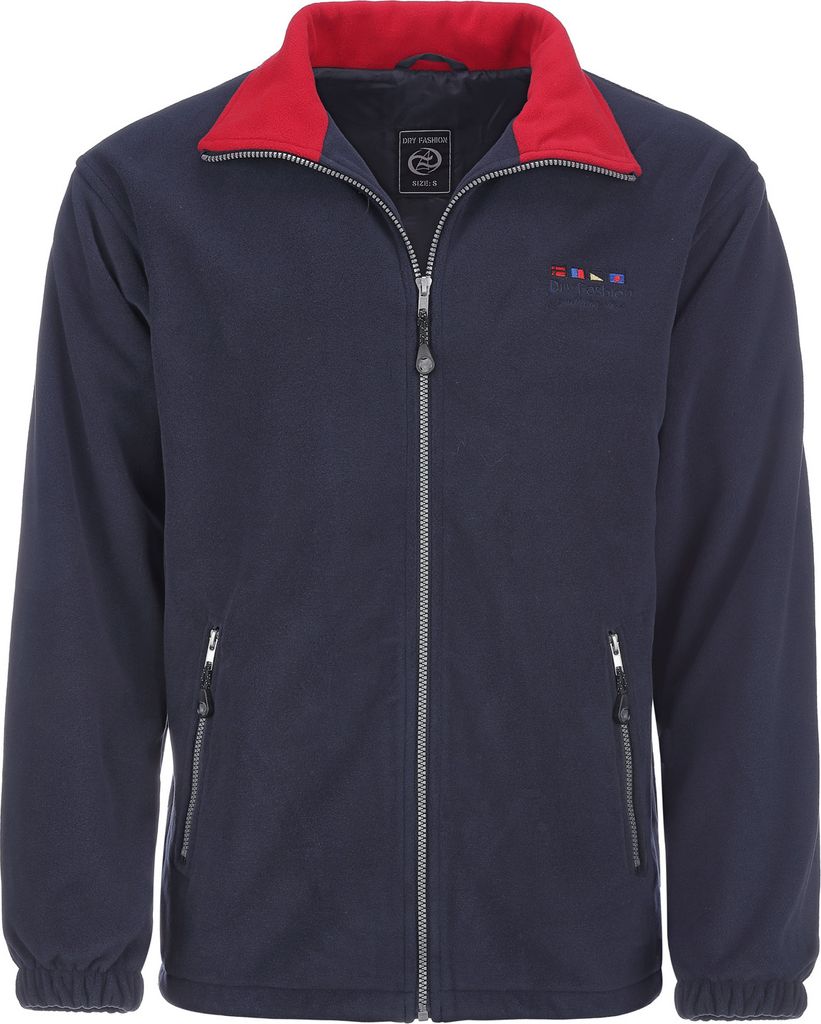 Dry Fashion Herren Fleece-Jacke Borkum - Fleecejacke Outdoorjacke mit Windstopp und verstellbaren Bundzug in Navy Größe 6XL