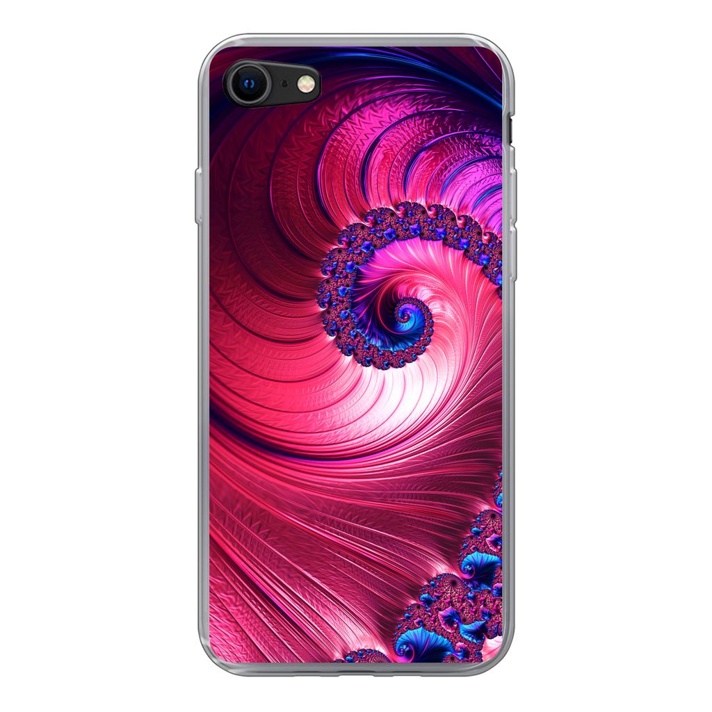 MuchoWow Handyhülle Schutzhülle Hülle für iPhone 8 Spirale - Abstrakt - Farben Silikon Softcase Handy Hülle - Schutzhaube