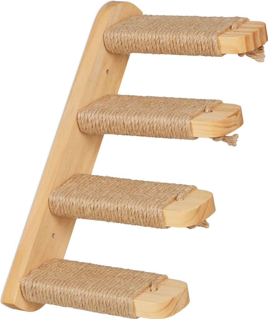 Relaxdays Katzentreppe, Wand, Katzenleiter 4 Stufen, HBT: Produktbild 